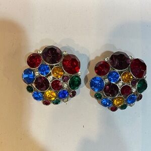 Multicolor Crystal Cluster Earrings